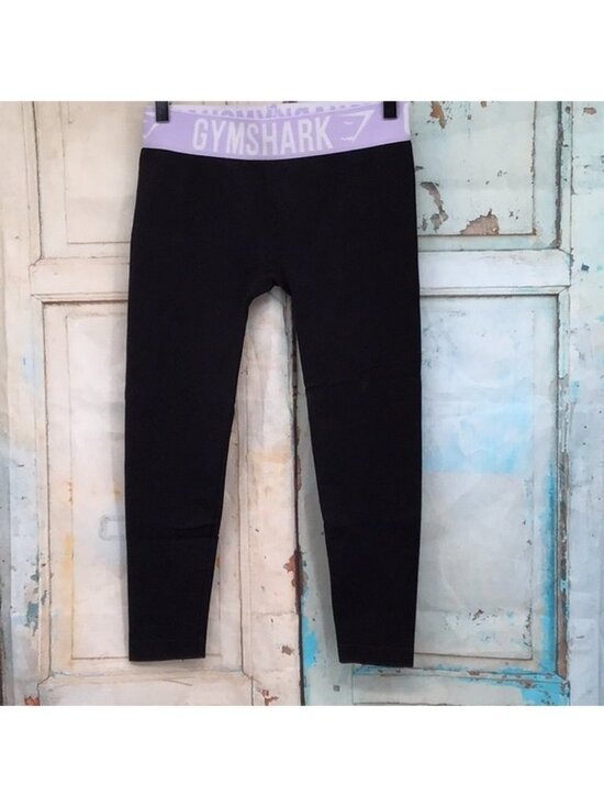 Gymshark Pants - Gymshark Womens Black Leggings With Lavender Waistband XS Nylon Blend